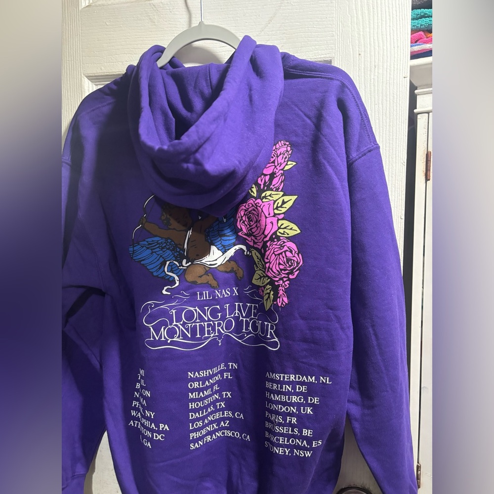 Lil NAS X long live Montero Tour Purple Sweatshirt hoodie Size M